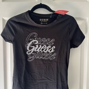 GUESS Black Tee with Silver Graphic